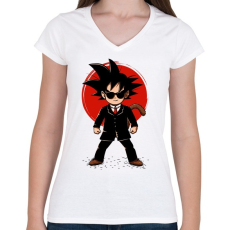 PRINTFASHION Goku - Ügynök - Női V-nyakú póló - Fehér