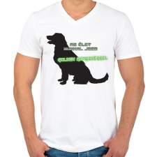 PRINTFASHION Golden retriever - Férfi V-nyakú póló - Fehér férfi póló