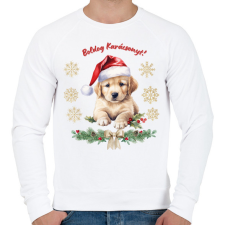 PRINTFASHION Golden retriever karácsony - Férfi pulóver - Fehér férfi pulóver, kardigán