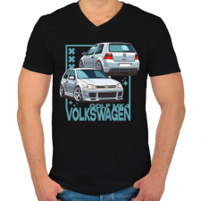 PRINTFASHION golf 4 - Férfi V-nyakú póló - Fekete férfi póló