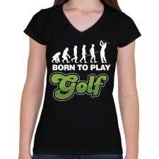 PRINTFASHION Golf evolúció - Női V-nyakú póló - Fekete női póló