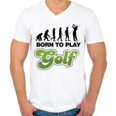 PRINTFASHION Golfozás evolúció - Férfi V-nyakú póló - Fehér