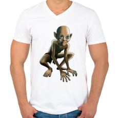 PRINTFASHION Gollum - Férfi V-nyakú póló - Fehér