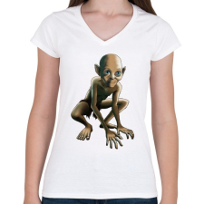 PRINTFASHION Gollum - Női V-nyakú póló - Fehér női póló