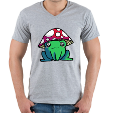 PRINTFASHION gomba kalapos béka - Férfi V-nyakú póló - Sport szürke férfi póló
