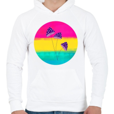 PRINTFASHION Gombácskák - Férfi kapucnis pulóver - Fehér férfi pulóver, kardigán