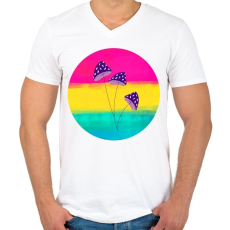 PRINTFASHION Gombácskák - Férfi V-nyakú póló - Fehér