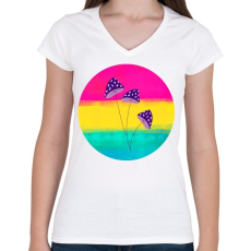 PRINTFASHION Gombácskák - Női V-nyakú póló - Fehér