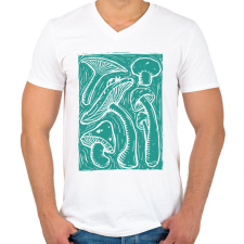 PRINTFASHION Gombák - Férfi V-nyakú póló - Fehér férfi póló