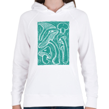 PRINTFASHION Gombák - Női kapucnis pulóver - Fehér női pulóver, kardigán