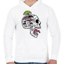PRINTFASHION Gombás koponya - Férfi kapucnis pulóver - Fehér férfi pulóver, kardigán
