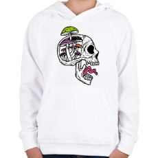 PRINTFASHION Gombás koponya - Gyerek kapucnis pulóver - Fehér