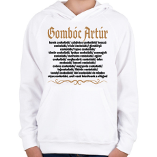 PRINTFASHION Gombóc Artúr és a világ összes csokoládéja - Gyerek kapucnis pulóver - Fehér