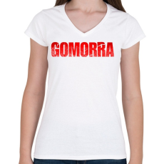 PRINTFASHION Gomorra logo - Női V-nyakú póló - Fehér