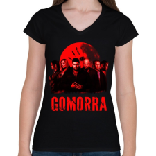 PRINTFASHION gomorra-red - Női V-nyakú póló - Fekete női póló