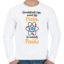 PRINTFASHION Gondolkodj úgy, mint egy proton és maradj pozitív - Férfi pulóver - Fehér férfi pulóver, kardigán