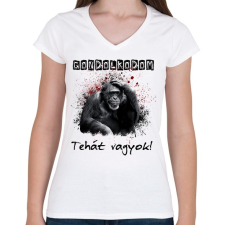 PRINTFASHION gondolkodom - Női V-nyakú póló - Fehér női póló