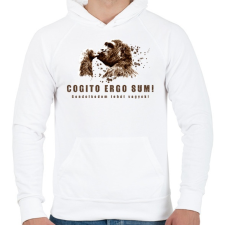 PRINTFASHION Gondolkodom tehát vagyok - Férfi kapucnis pulóver - Fehér férfi pulóver, kardigán