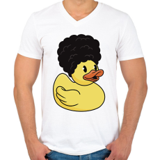 PRINTFASHION Göndör hajú gumikacsa - Férfi V-nyakú póló - Fehér