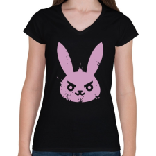 PRINTFASHION Gonosz nyuszi - Női V-nyakú póló - Fekete női póló