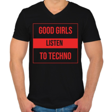 PRINTFASHION Good girls lsiten techno - Férfi V-nyakú póló - Fekete férfi póló