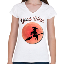 PRINTFASHION Good Witch - Női V-nyakú póló - Fehér női póló