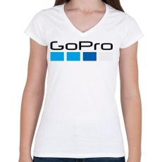 PRINTFASHION GoPro Logó - Női V-nyakú póló - Fehér