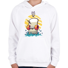 PRINTFASHION Gördeszka  - Gyerek kapucnis pulóver - Fehér gyerek pulóver, kardigán