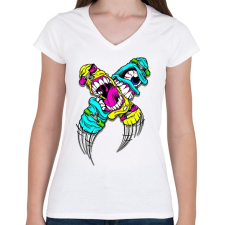 PRINTFASHION Gördeszka szörnyek - Női V-nyakú póló - Fehér női póló