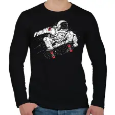 PRINTFASHION Gördeszkás Asztronauta - Férfi hosszú ujjú póló - Fekete férfi póló