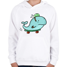 PRINTFASHION Gördeszkás bálna - Gyerek kapucnis pulóver - Fehér gyerek pulóver, kardigán