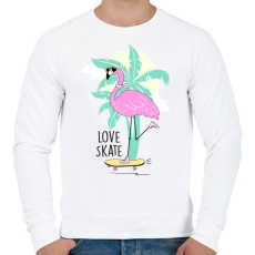 PRINTFASHION Gördeszkás flamingó - Férfi pulóver - Fehér