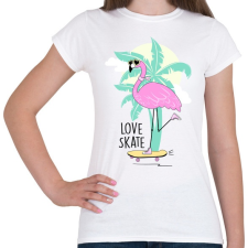 PRINTFASHION Gördeszkás flamingó - Női póló - Fehér női póló