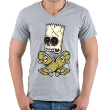 PRINTFASHION Gördeszkás halála - Férfi V-nyakú póló - Sport szürke férfi póló