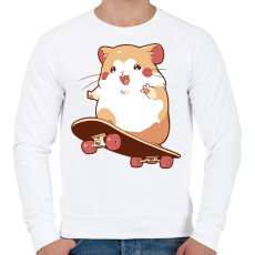 PRINTFASHION Gördeszkás hörcsög - Férfi pulóver - Fehér