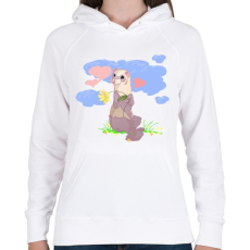 PRINTFASHION Görényke - Női kapucnis pulóver - Fehér