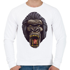 PRINTFASHION Gorilla arc - Férfi pulóver - Fehér férfi pulóver, kardigán