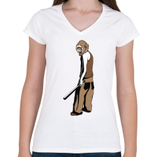 PRINTFASHION Gorilla baseball ütővel - Női V-nyakú póló - Fehér női póló