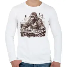 PRINTFASHION Gorilla DJ - Férfi hosszú ujjú póló - Fehér férfi póló