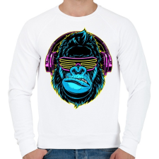 PRINTFASHION Gorilla DJ - Férfi pulóver - Fehér férfi pulóver, kardigán