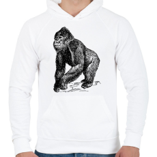 PRINTFASHION Gorilla - Férfi kapucnis pulóver - Fehér
