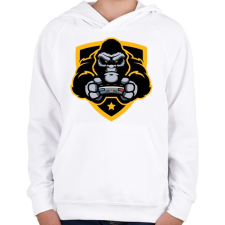 PRINTFASHION Gorilla Gamer - Gyerek kapucnis pulóver - Fehér gyerek pulóver, kardigán