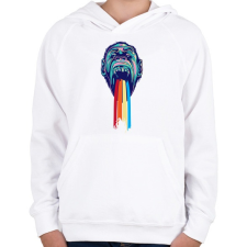 PRINTFASHION Gorilla - Gyerek kapucnis pulóver - Fehér gyerek pulóver, kardigán