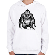 PRINTFASHION Gorilla - Gyerek kapucnis pulóver - Fehér