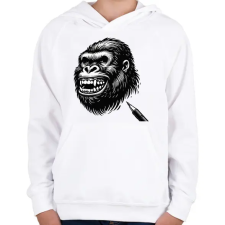 PRINTFASHION Gorilla - Gyerek kapucnis pulóver - Fehér gyerek pulóver, kardigán