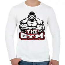 PRINTFASHION Gorilla GYM - Férfi hosszú ujjú póló - Fehér férfi póló