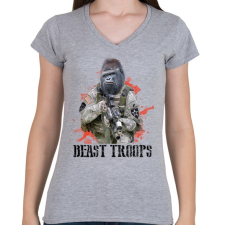 PRINTFASHION Gorilla hadsereg - Női V-nyakú póló - Sport szürke női póló