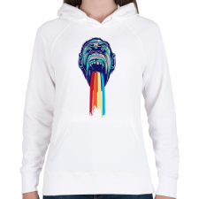 PRINTFASHION Gorilla - Női kapucnis pulóver - Fehér női pulóver, kardigán