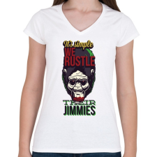 PRINTFASHION Gorilla - Női V-nyakú póló - Fehér női póló