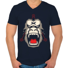 PRINTFASHION Gorillaz - Férfi V-nyakú póló - Sötétkék